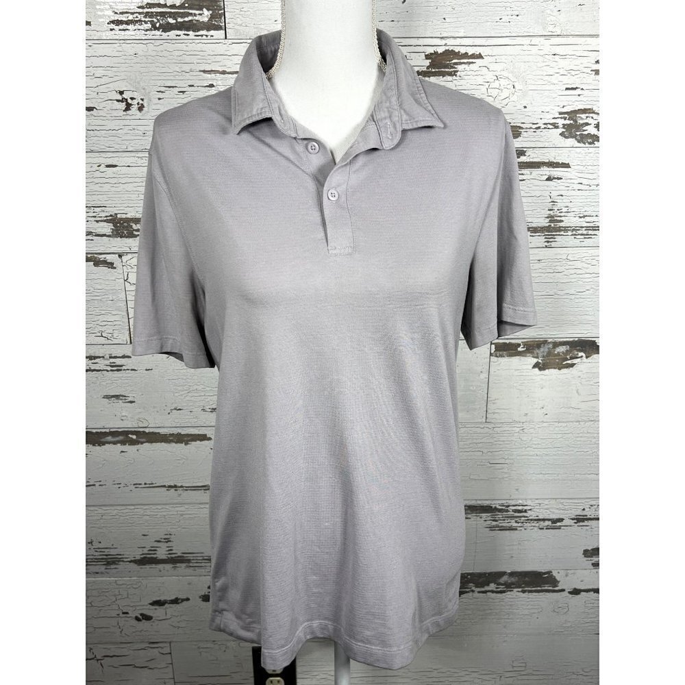 LULULEMON Evolution Men’s Polo Short Sleeve Rhino Gray Sz M EUC